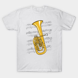 Tenor Horn Player Hornist Brass Musician (Colour) T-Shirt